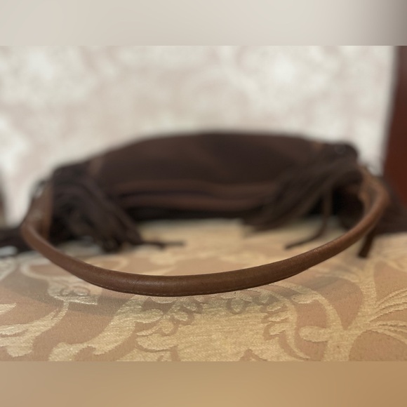 PELLE Studio Brown Genuine Leather Suede Fringe Boho Hobo Shoulder Bag W… - Picture 7 of 14